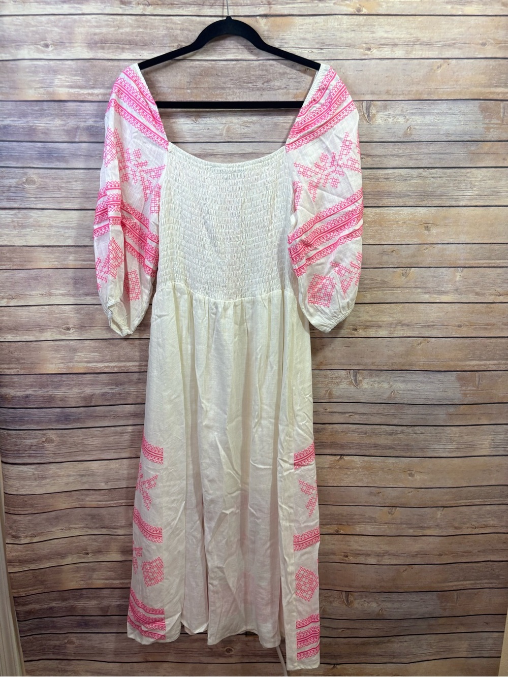 VICI Strut & Bolt Embroidered Linen Midi Dress Size Medium - Picture 7 of 10